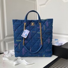 샤넬 CHANEL 데님 맥시 쇼핑백 AS3128 C2315